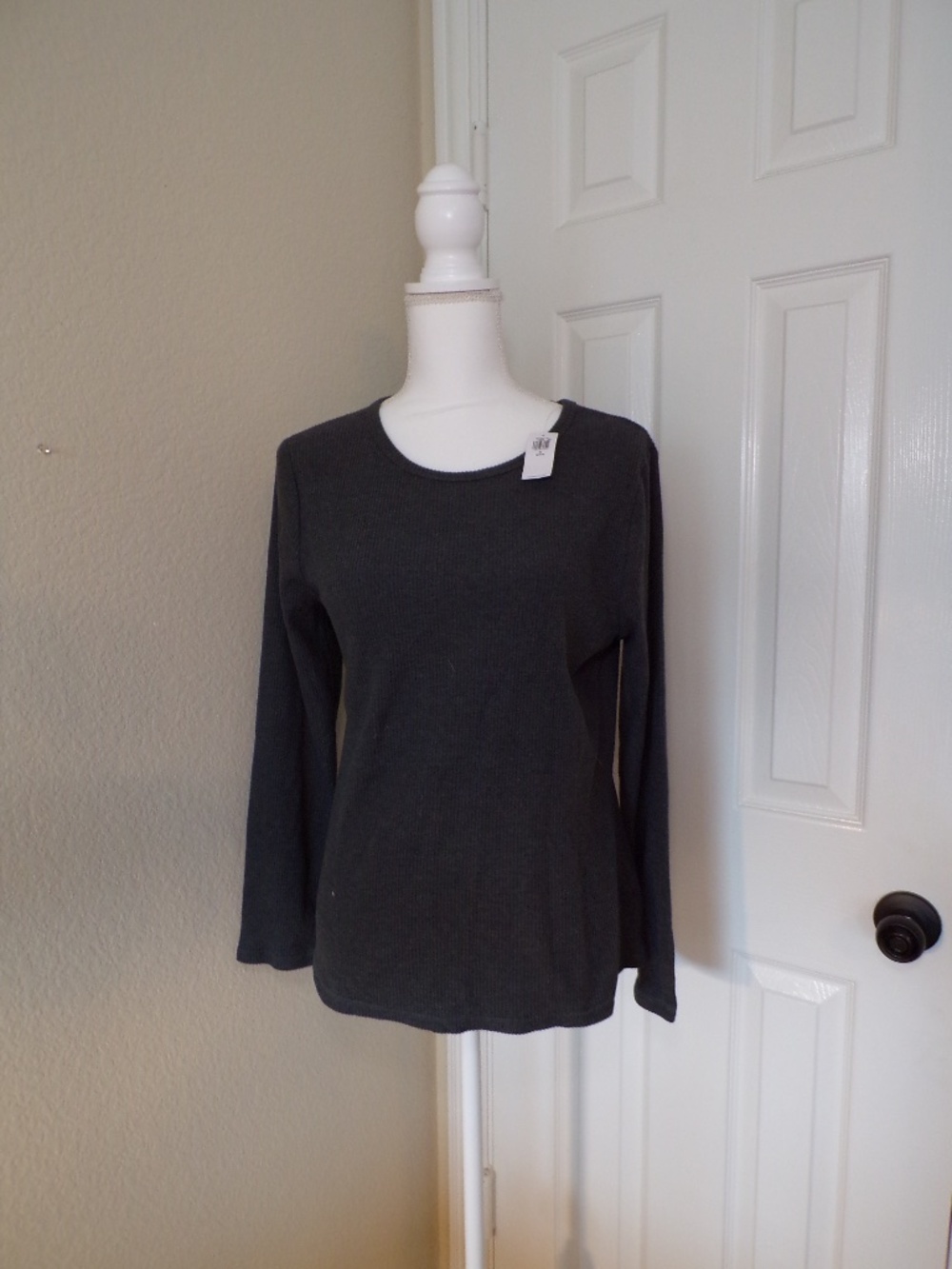 Old Navy Women's Waffle-Knit Long Sleeve Top – Charcoal Gray – Size XL Petite –